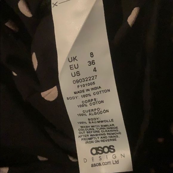 Asos black polka dot boho ruched dress long sleeve 4 s - Picture 8 of 8